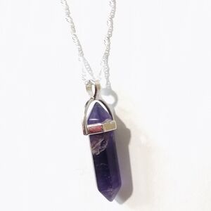 Amethyst & Sterling Silver Plated Chain Necklace